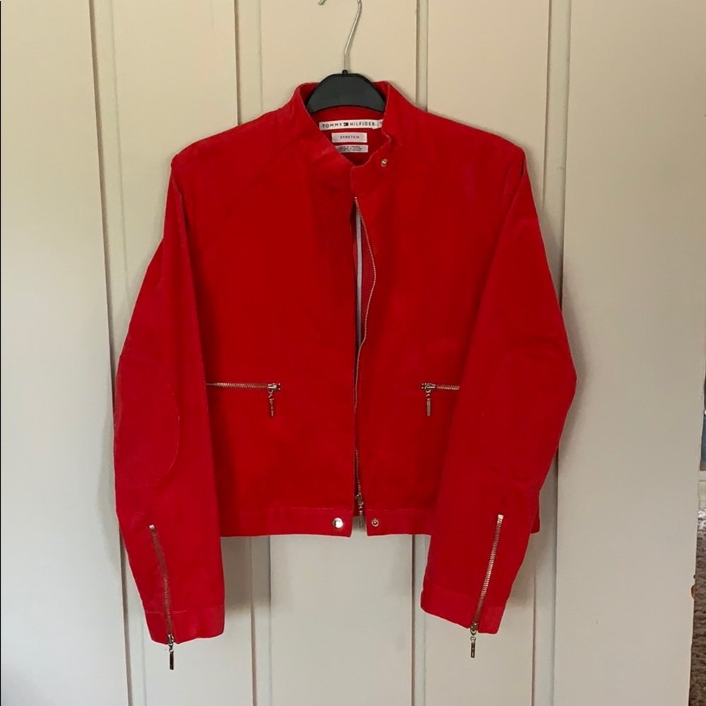 Red Vintage Tommy Hilfiger corduroy Moto jacket
